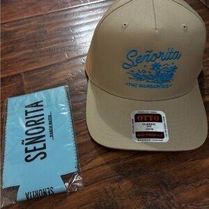 Senorita Margarita Tan Cap with Blue Embroidery